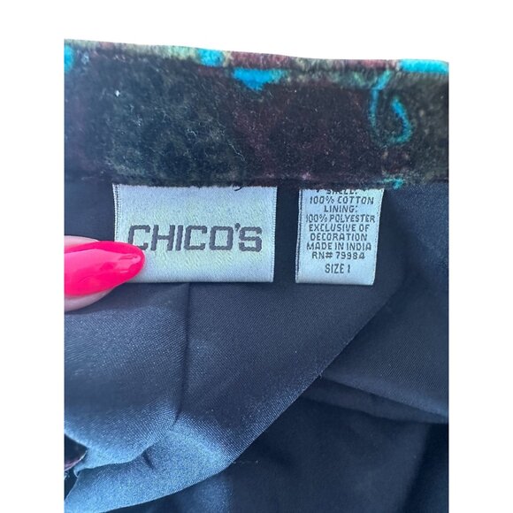 CHICOS Velvet Beaded Jacket Blazer Size Chicos 1 US M 8 - Picture 6 of 6